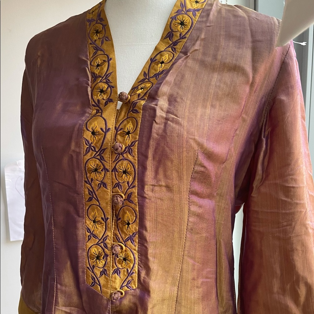 Vintage Pure Silk Asian Style Blouse - Picture 2 of 5